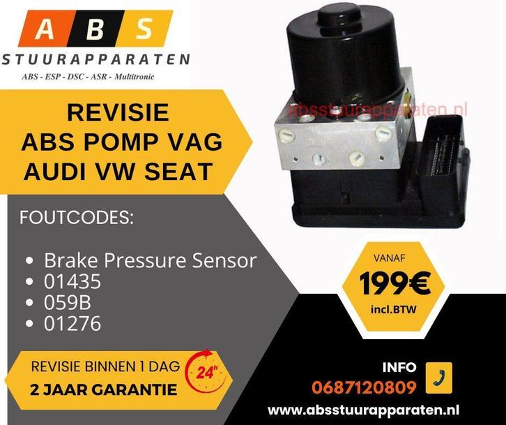 Revisie ABS pomp Audi Seat VW fout ATE MK60 01435 059B 01276, Auto-onderdelen, Remmen en Aandrijving, Gereviseerd, Audi, Seat