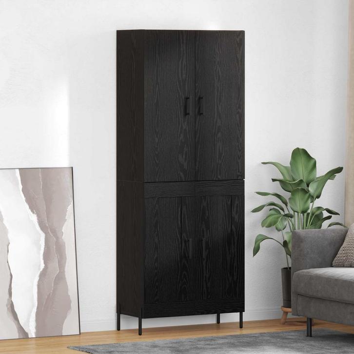 vidaXL Highboard Zwart Eiken 69,5 x 34 x 180 cm Bewerkt hout, Huis en Inrichting, Kasten | Buffetkasten, Nieuw, Minder dan 50 cm