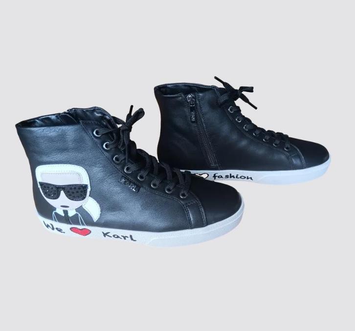 Karl Lagerfeld – hoge sneakers – Skool Karl Ikonic Hi Lace –, Kleding | Dames, Schoenen, Zwart, Zo goed als nieuw, Sneakers of Gympen