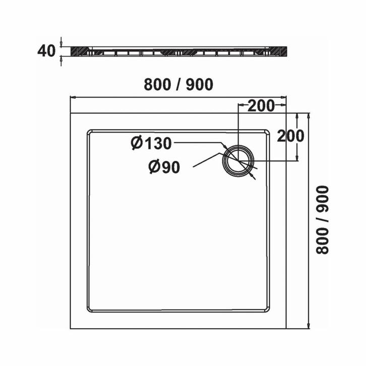 Fusion Douchebak Vierkant Inbouw 80X80X4 Cm, Doe-het-zelf en Verbouw, Sanitair, Ophalen of Verzenden