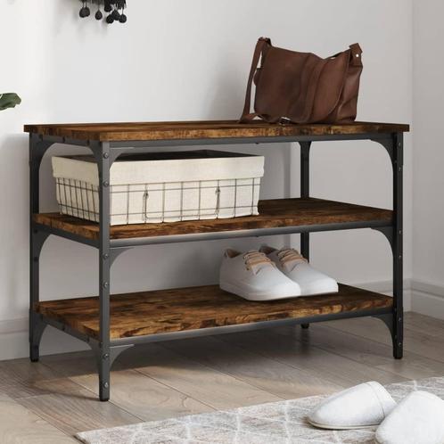 vidaXL Schoenenbankje 70x38,5x49 cm bewerkt hout gerookt, Huis en Inrichting, Banken | Voetenbanken en Poefen, Nieuw, Verzenden