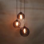 Moderne Zwarte Hanglamp Rond 30cm 3 Lichts Titan glas