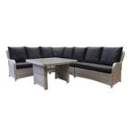 Bilbao hoek dining loungeset 5-delig wit grijs, Tuin en Terras, Tuinsets en Loungesets, Ophalen of Verzenden, Nieuw, Wicker