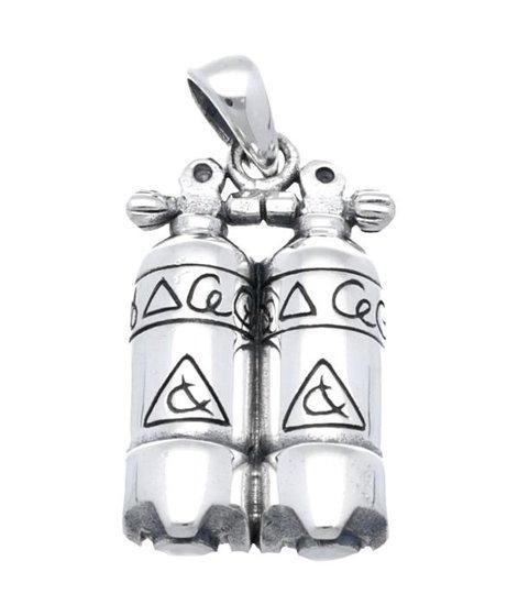 Zilveren Duikfles dubbel 10 kettinghanger, Sieraden, Tassen en Uiterlijk, Kettinghangers, Verzenden
