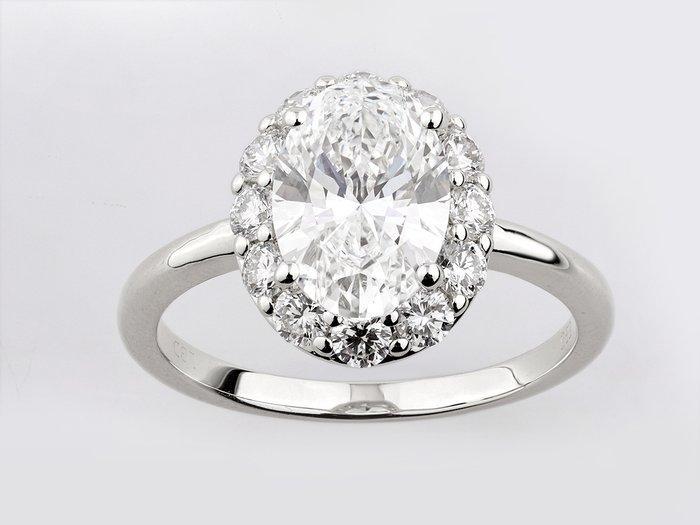 Ring - 14 karaat Witgoud - 2.79ct. tw. Diamant (Lab-grown) -, Sieraden, Tassen en Uiterlijk, Ringen