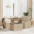 vidaXL 5-delige tuinsofa set met kussens in beige poly, Verzenden, Nieuw, Rotan