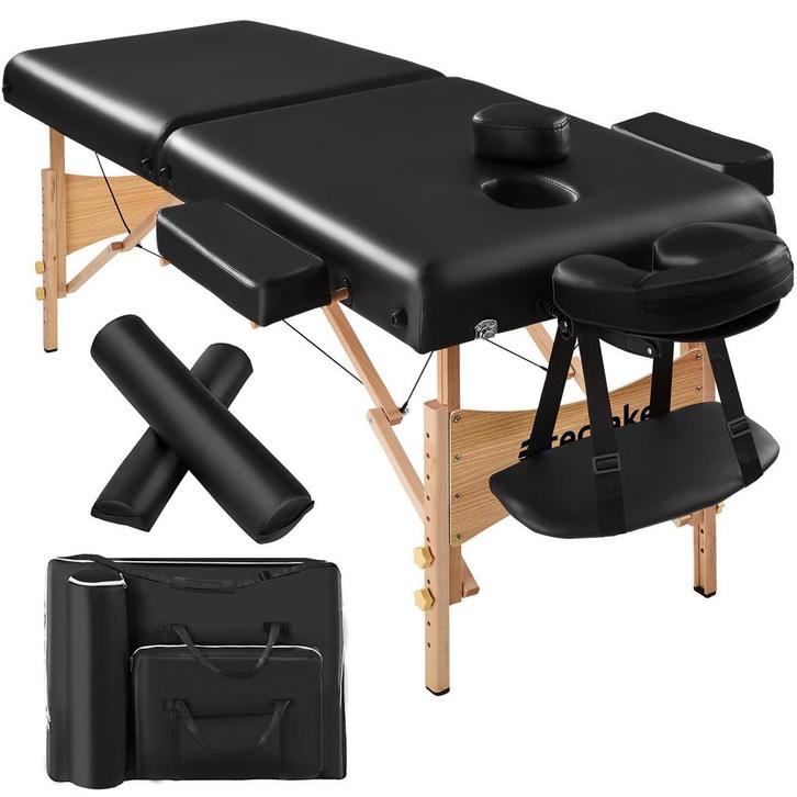 Massagetafel-set met 2 zones, 7,5cm matras en houten frame -, Sport en Fitness, Massageproducten, Verzenden
