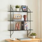 Wandrek Østfold met 3 planken 100x80x21 cm zwart [en.casa], Huis en Inrichting, Woonaccessoires | Wandplanken en Boekenplanken