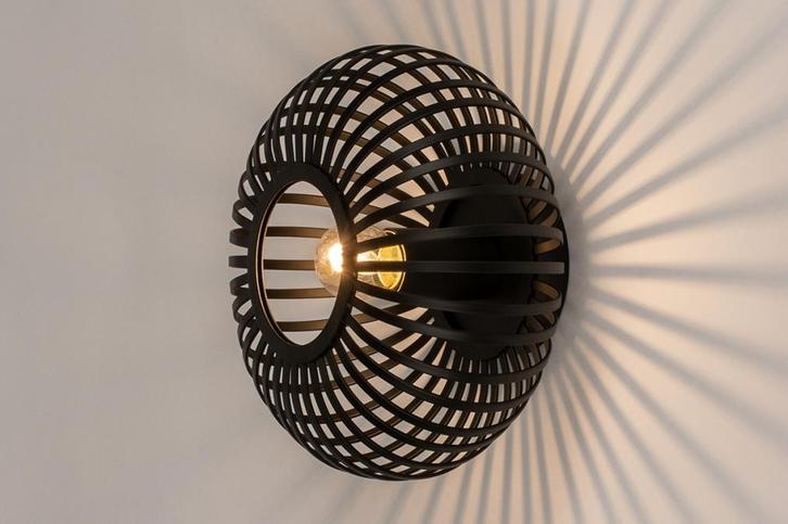 Rietveld Wandlampen - Zwart - Metaal, Ijzer, Huis en Inrichting, Lampen | Wandlampen, Verzenden