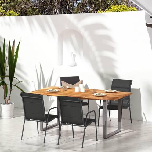 vidaXL Tuinstoelen 4 st staal en textileen zwart, Tuin en Terras, Tuinstoelen, Nieuw, Metaal, Verzenden