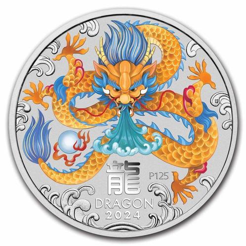 Lunar III - Coloured -  Year of the Dragon - 2 oz 2024, Postzegels en Munten, Munten | Oceanië, Losse munt, Zilver, Verzenden