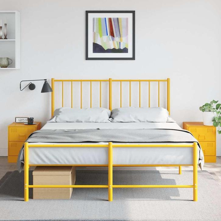 vidaXL Nachtkastjes 2 st 34,5x39x44 cm staal geel, Huis en Inrichting, Slaapkamer | Nachtkastjes, Nieuw, Minder dan 45 cm, Metaal of Aluminium