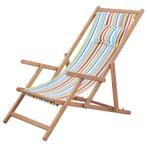 vidaXL Strandstoel inklapbaar stof en houten frame, Tuin en Terras, Verzenden, Nieuw