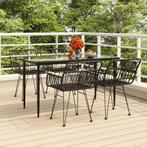 vidaXL 5-delige Tuinset poly rattan zwart, 4 zitplaatsen, Nieuw, Tuinset, Verzenden