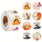500 stickers labels rol vrolijke halloween 8 verschillende, Huis en Inrichting, Ophalen of Verzenden, Nieuw