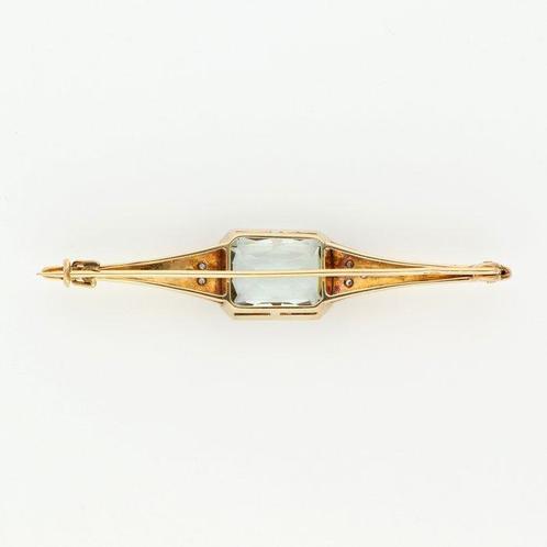 Broche - 14 karaat Geel goud, Witgoud - 0.03ct. tw. Diamant, Sieraden, Tassen en Uiterlijk, Antieke sieraden