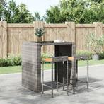 vidaXL Barkrukken 2 st poly rattan en massief acaciahout, Huis en Inrichting, Barkrukken, Verzenden, Nieuw