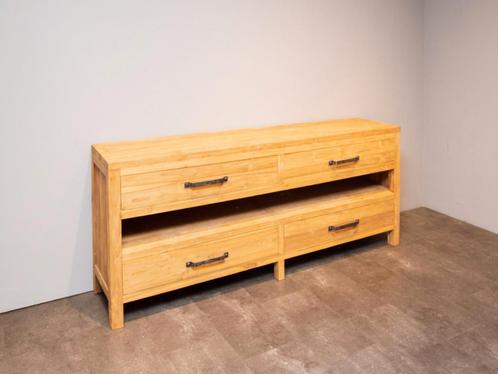 Badkamermeubel teak 200x45x85cm | Naturel | Op voorraad, Huis en Inrichting, Badkamer | Badkamermeubels, 25 tot 50 cm, Nieuw, Wastafelkast