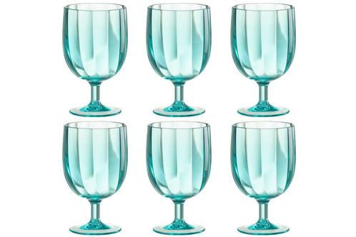 Doos Met 6 Stuks Wijnglas Kunststof Blauw, Tuin en Terras, Tuinwanddecoratie, Verzenden