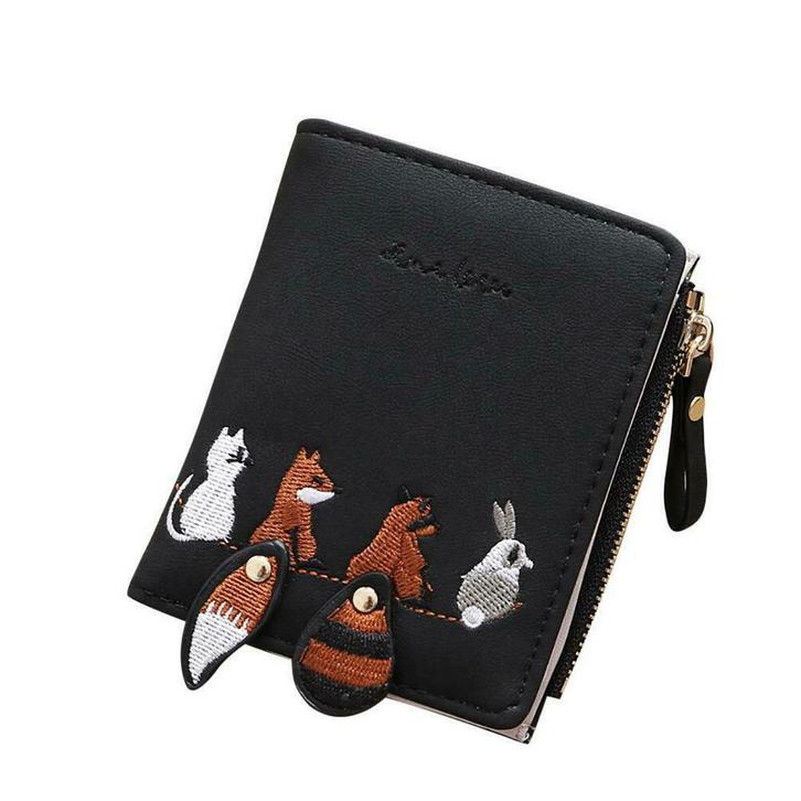 ZILOU Ritsportemonnee Compact Dierenmotief Zwart [TIP!], Sieraden, Tassen en Uiterlijk, Portemonnees, Zwart, Nieuw, Overige merken