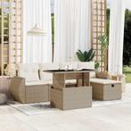 vidaXL 6-delige Loungeset met kussens poly rattan beige, Verzenden, Nieuw, Rotan, Loungeset