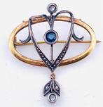 Zonder Minimumprijs - Broche - 18 karaat Geel goud, Zilver, Sieraden, Tassen en Uiterlijk, Antieke sieraden