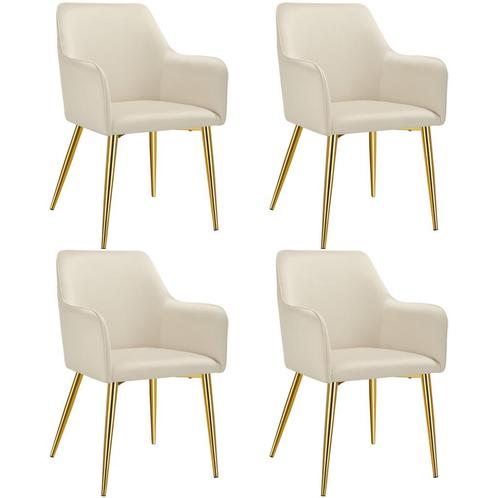 Eetkamerstoel Avane, fluweellook, gestoffeerd - beige, Set v, Huis en Inrichting, Stoelen, Verzenden