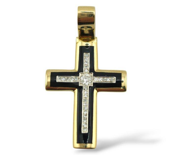 Hanger - 14 karaat Geel goud, Antieke 56K (14K) goud, email, Sieraden, Tassen en Uiterlijk, Antieke sieraden