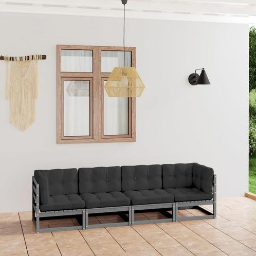 vidaXL Tuinbank 4-zits met kussens massief grenenhout, Tuin en Terras, Tuinsets en Loungesets, Nieuw, Verzenden