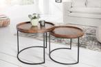 Set van 2 bijzettafels ELEMENTS 55cm massief acaciahout, Huis en Inrichting, Tafels | Sidetables, Ophalen of Verzenden, Nieuw