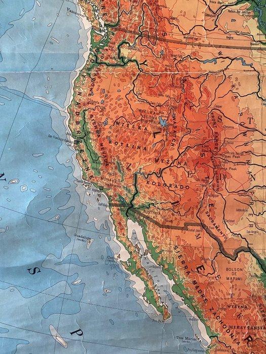 Polen - Noord-Amerika; PPWK - Physical wall map of North, Boeken, Atlassen en Landkaarten