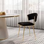 Nieuw: 2x Fluwelen Stoelen – Zwarte Gekruiste Rugleuning, Huis en Inrichting, Stoelen, Twee, Verzenden, Zwart, Nieuw