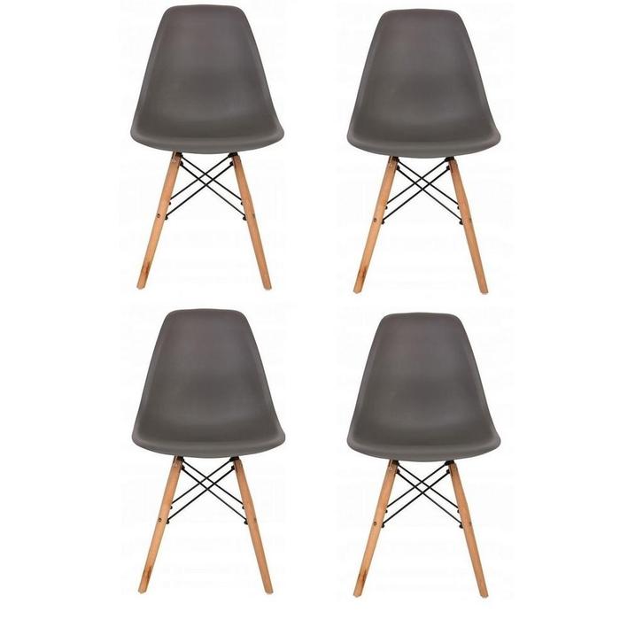 Moderne Stoelen Set 4 | Retourdeal | Beukenhout & Grijs, Huis en Inrichting, Stoelen, Vier, Grijs, Nieuw, Ophalen of Verzenden