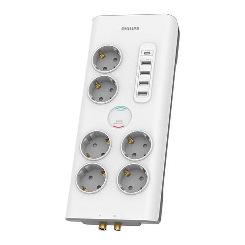 Philips 6-voudige Stekkerdoos met 4x USB &amp; 1x USBC |, Doe-het-zelf en Verbouw, Elektra en Kabels