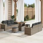 vidaXL 9-delige Tuinbankenset met kussens poly rattan acacia, Verzenden, Nieuw, Hout