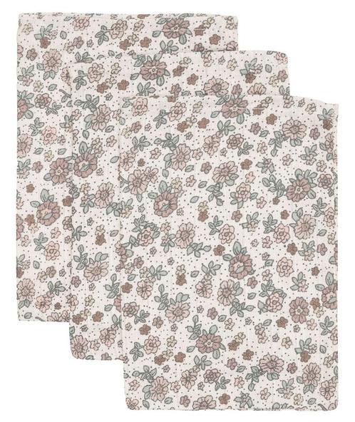 Jollein Retro Flowers 3 Stuks Hydrofiel Washandjes, Kinderen en Baby's, Badjes en Verzorging, Nieuw, Verzenden