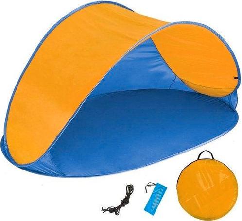 Tweedekans | Pop up strandtent beach shelter blauw-oranje, Caravans en Kamperen, Tenten, Zo goed als nieuw, Ophalen of Verzenden