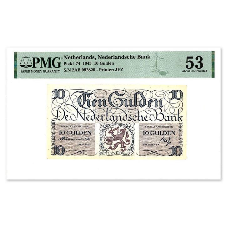 10 Gulden Lieftinck 1945 PMG 53, Postzegels en Munten, Bankbiljetten | Nederland, Verzenden