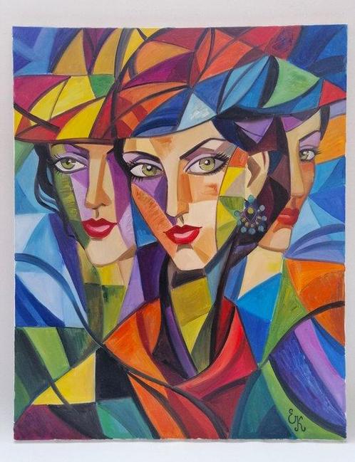 Elena Khmeleva (1966) - Dame rêveuse au chapeau, Antiek en Kunst, Kunst | Schilderijen | Modern