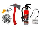 Brandweer outfit - 3+ jaar - helm, jas, blusser - ce-gece..., Kinderen en Baby's, Carnavalskleding en Verkleedspullen, Ophalen of Verzenden