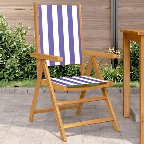 vidaXL Tuinstoelen 2 st massief acaciahout en stof blauw en, Tuin en Terras, Tuinstoelen, Nieuw, Hout, Verzenden