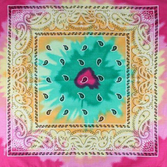 Bandana Zakdoek Tie Dye Paisley Print Groen Roze Geel, Sieraden, Tassen en Uiterlijk, Uiterlijk | Haarverzorging