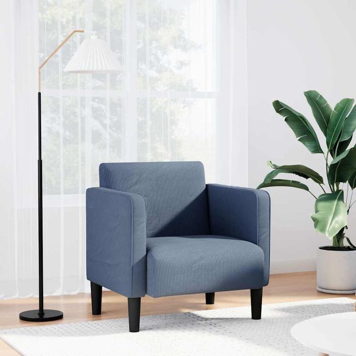vidaXL Fauteuil met armleuningen 54 cm corduroy stof blauw, Huis en Inrichting, Fauteuils, Nieuw, Verzenden