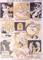 De comedie van een verkiezingscampagne op spotprent, Antiek en Kunst, Kunst | Litho's en Zeefdrukken, Verzenden