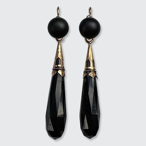 Oorbellen - 18 karaat Geel goud Onyx, Sieraden, Tassen en Uiterlijk, Oorbellen
