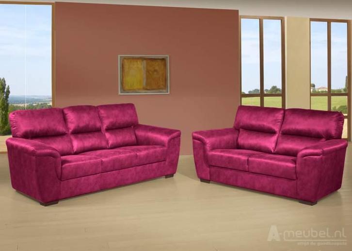 Bankstel Oostrum - rechte banken - Roze, Huis en Inrichting, Banken | Bankstellen, Nieuw, Stof