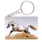 Sleutelhanger 6x4cm - Paard Wit Schimmel Arabier in Galop NI, Ophalen of Verzenden, Nieuw
