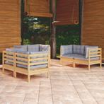 vidaXL 6-delige Loungeset met grijze kussens grenenhout, Verzenden, Nieuw, Loungeset