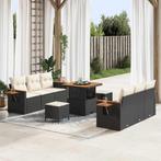 vidaXL Tuin Sofa Set met kussen 9 pcs Zwart en crème 80 x 80, Tuin en Terras, Verzenden, Nieuw, Rotan