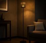 Landelijke Glazen Highlight Salerno LED Vloerlamp - Zwart, Huis en Inrichting, Lampen | Vloerlampen, Ophalen of Verzenden, Zo goed als nieuw